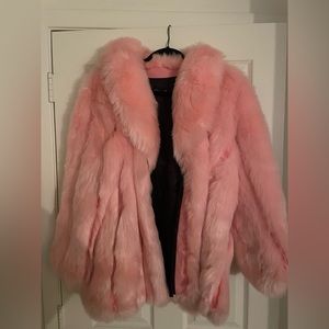 PINK FAUX FUR COAT
